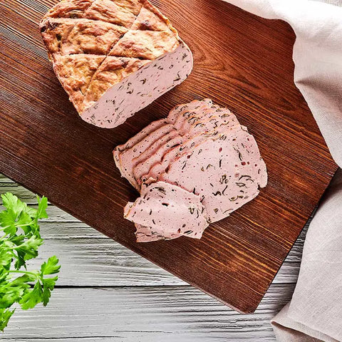Bio Leberkäse Bärlauch geschnitten